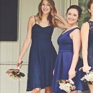 Navy Lace Lulus Dress - midi